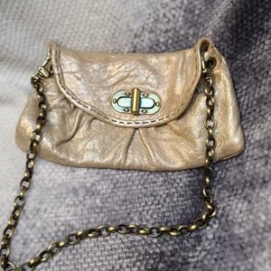 Carla mancini metallic gold evening purse